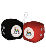 Miami Marlins MLB High Quality PLUSH 3&quot; Fuzzy Dice Team Logo Car Auto Truck - £7.46 GBP