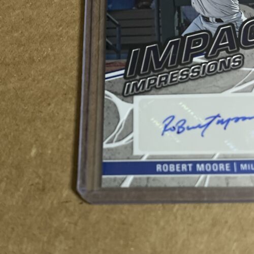 Robert Moore 2023 Elite Extra Baseball Impact Impressions Auto RC Brewers Item image 5