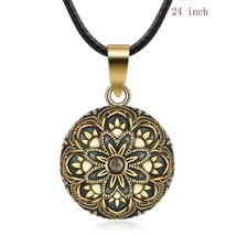 20mm Copper Bronze Color Flower Mexican Bell Harmony Bola Ball Pendant Necklace  - £18.56 GBP