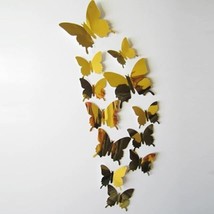Peel &amp; Stick ~ 3D Butterfly Wall Decor ~ Set of 12 ~ Gold in Color - £11.95 GBP