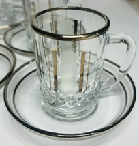 Set of 5 Pasabahce Turkey Turkish Clear Glass Tea Cups &amp; Saucers w/Gold ... - $48.51