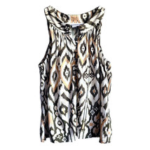 Calvin Klein Patterned Cream and Brown Top - Sz Large - £11.89 GBP