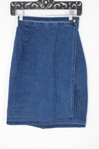 Vtg Susan Graver Studio S Blue Denim Midi Wrap Skirt - £22.25 GBP