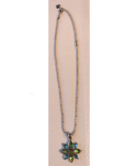 Signed Cookie Lee Silvertone Floral Rhinestone Pendant Costume Chain Nec... - $23.64 CAD