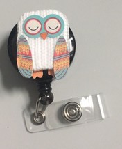 Owl badge reel key card ID lanyard retractable Rn Gift Bird Animal Black - £7.59 GBP