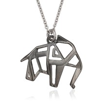 Sterling Silver Open Origami Styled Black Rhodium Necklace - Elephant - £43.28 GBP