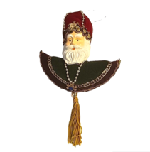 Santa King Christmas Ornament Velvet Hat and Coat Vintage Embellished - £16.17 GBP