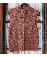 Talbots Knitted Vest Sweater Womens Size L Multicolor Wool Blend Hidden ... - $24.70