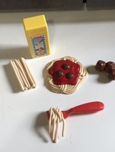 Vtg HTF Fisher Price Fun W Playfood Spaghetti Meatballs fork container set lot - £39.77 GBP