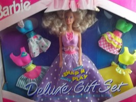Barbie Snap &#39;N Play Deluxe Gift Set(16 Snap-on Fashions)-1992,Mattel#226... - £46.98 GBP