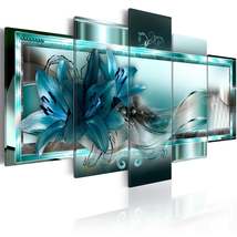 Tiptophomedecor Glamour Canvas Wall Art - Sky Blue Lilies - Stretched &amp; Framed R - £71.76 GBP+