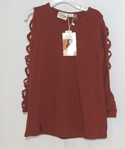 Simply Noelle Curtsy Couture Girls Cutout Long Sleeve Shirt Paprika Size Small image 1
