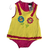 DDG Darlings Girls baby Infant 0 3 Months 1 Pc Romper Bodysuit Pink Floral Yello - £6.88 GBP