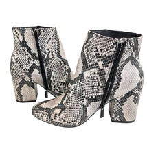 Bamboo Vitality Snakeskin Boots Booties Black Gray Size 6.5 Ankle Chunky... - $29.71