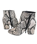 Bamboo Vitality Snakeskin Boots Booties Black Gray Size 6.5 Ankle Chunky... - £23.36 GBP