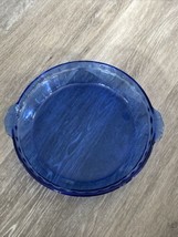 Vintage PYREX Cobalt Blue Glass Fluted Pie Pan Crimped Deep Dish Plate U... - £14.20 GBP