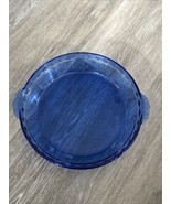 Vintage PYREX Cobalt Blue Glass Fluted Pie Pan Crimped Deep Dish Plate U... - £14.18 GBP