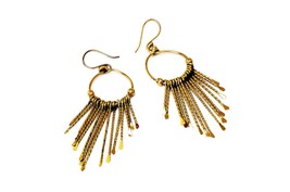 Hoop Charm Earrings, Gold Dangly Creole Earrings, Boho Long Hoops - £15.18 GBP
