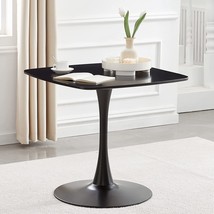 Atsnow 31.5 In Black Square Pedestal Tulip Table, Mid Century Modern Dining - £187.04 GBP