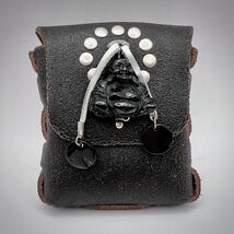 Vintage Hand Made Leather Belt Bag Buddha Hotei God of Happiness Souveni... - $78.00