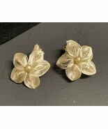 Vintage German Earrings Flower and Bead Clip Back Signed Germany - $256.59 MXN