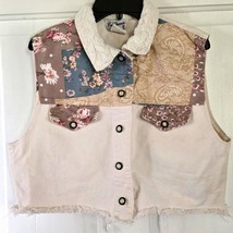 Vintage 90s EnChanté Cropped Denim Button Up Sleeveless Top Size L** - $20.00
