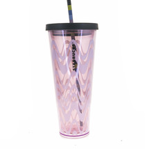 STARBUCKS Pink Wavy Lines Abstract Print Cold Cup Acrylic TUMBLER 24Oz S... - £72.22 GBP