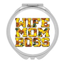 Wife Mom Boss Sunflower : Gift Compact Mirror Flower Floral Yellow Decor - £10.21 GBP