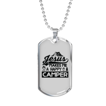 Jesus Camper Christian Necklace Stainless Steel or 18k Gold Dog Tag 24&quot; Chain - £37.09 GBP+