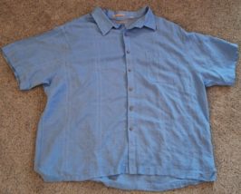 Mens Linen Caribbean Shirt Blue 3XB XXXL Beach Tropical Short Sleeve Per... - $17.46