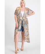 Women&#39;s Short Sleeves Long-line Printed Mesh Open Cardigan - $513.36 MXN