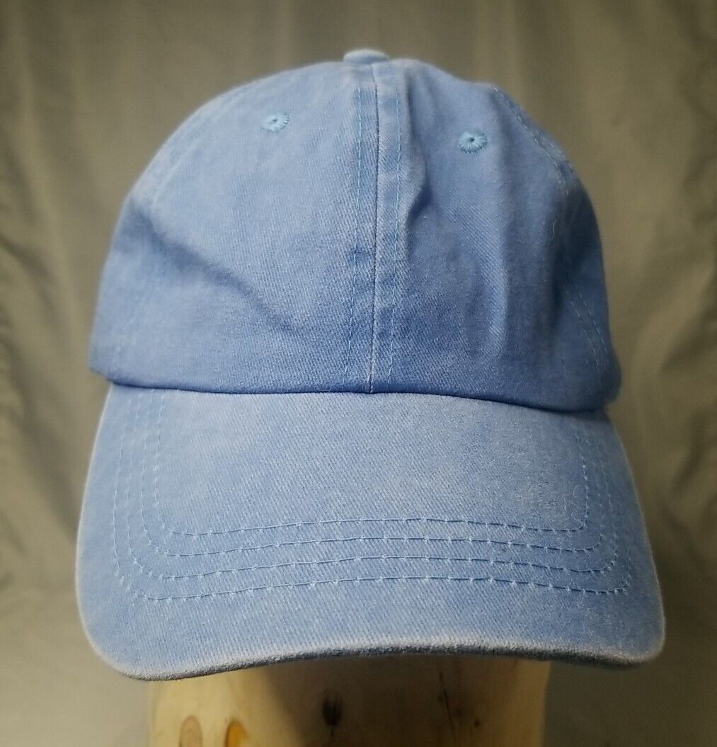 Primary image for Baseball Hat Cap Blue 100% Cotton Adjustable Strap Washed Look Blank