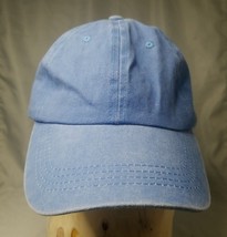 Baseball Hat Cap Blue 100% Cotton Adjustable Strap Washed Look Blank - $4.85