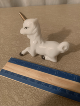 Unicorn China Ceramic Figurine-White With Gold Horn Taiwan EUC Vintage Bone - £11.29 GBP