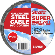 Strata 250 Feet Clothesline Outdoor Heavy Duty Galvanized Wire Steel Cable, Silv - £53.34 GBP