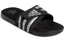 NIB NWT Womens Adidas Adissage Slides Unisex BLACK &amp; SILVER G28843 Size ... - $25.73