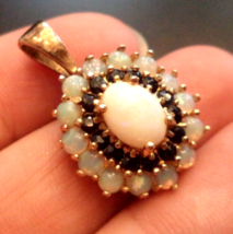 OPAL and SAPPHIRE Vermeil PENDANT - 1 inch - $85.00