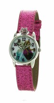 Girls Disney Elsa &amp; Anna frozen analog watch with pink glitter band - £11.76 GBP
