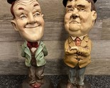 Laurel and Hardy 16&quot; Chalkware Plaster Figurines Pair Comedians Vaudevil... - £106.68 GBP