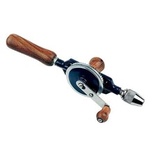 Double Pinion 1/4&quot; Hand Drill Chuck Wooden Handle Intricate Drilling Cra... - $13.26