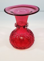Vintage Cranberry Glass Red/Pink Ribbed Vase - 5 1/2&quot; - £23.28 GBP