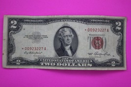 1953 $2 Two Dollars United States Red Seal Star Note Genuine Circ Bill 68 - $473.67 MXN