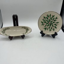 Lenox Holiday Dishes 6.5” Plate And 9” Tray 2 Pieces Of Lenox - £14.25 GBP