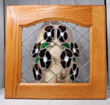 Stained Glass Cabinet Door Piece Hard Wood Morning Glory Approx 14&quot; x 13&quot; - £30.68 GBP