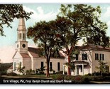 Primo Parrocchia Chiesa E Tribunale Casa York Village Maine Me Unp DB Ca... - $4.50