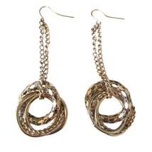 Woven Braided Silver Tone Drop Dangle Multi Hoop Earrings - £19.73 GBP