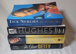 4 Famous Men Biography Lot Billy Graham Jack Nicklaus J Paul Getty Howar... - £14.69 GBP