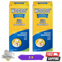 2 X Woods ’Menthe Poivrée Toux Sirop 100ml – Soulage , Mal de Gorge &amp; Fl... - $714.41 MXN