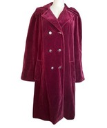 Vtg Betty Rose Burgundy Red Velvet Double Button 3/4 Length Coat Victori... - $135.38 CAD