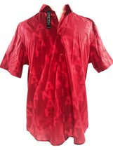 ALFANI Men&#39;s Button Up Collar Shirt Short Sleeve Graphic Print Red XL $55 - £21.17 GBP